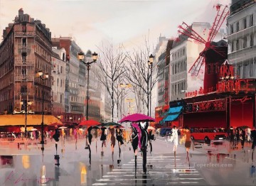 Ambiance of the Moulin Rouge Kal Gajoum by knife Oil Paintings